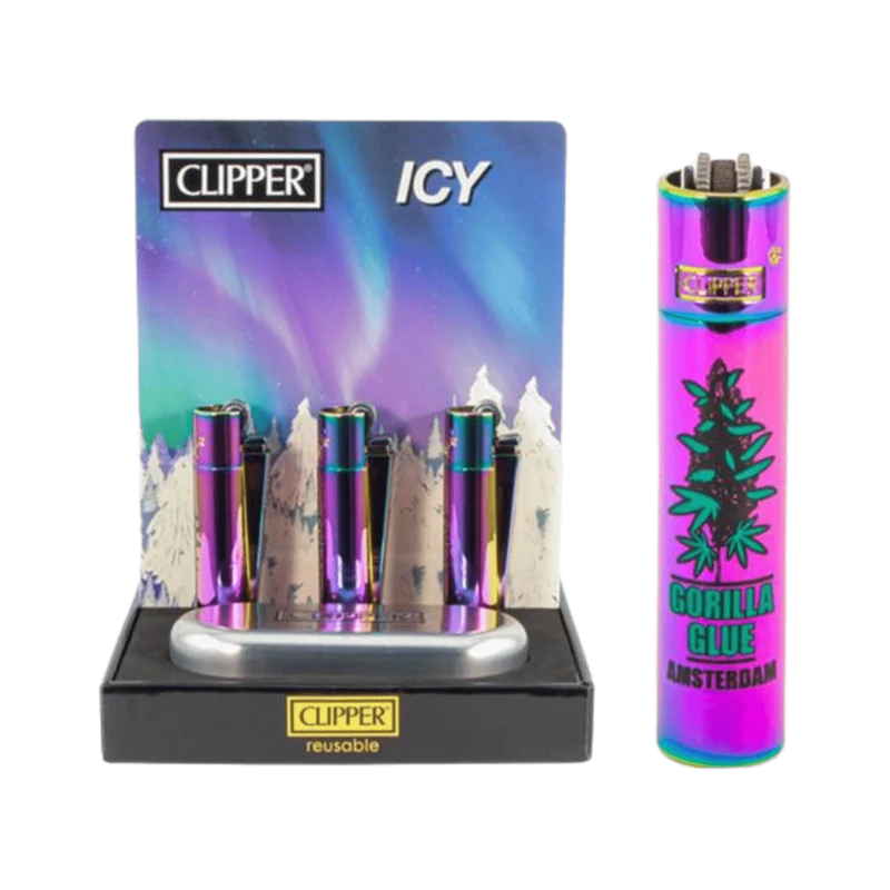 Clipper Metal Feuerzeug ICY Amsterdam Gorilla Glue – 12er Display
