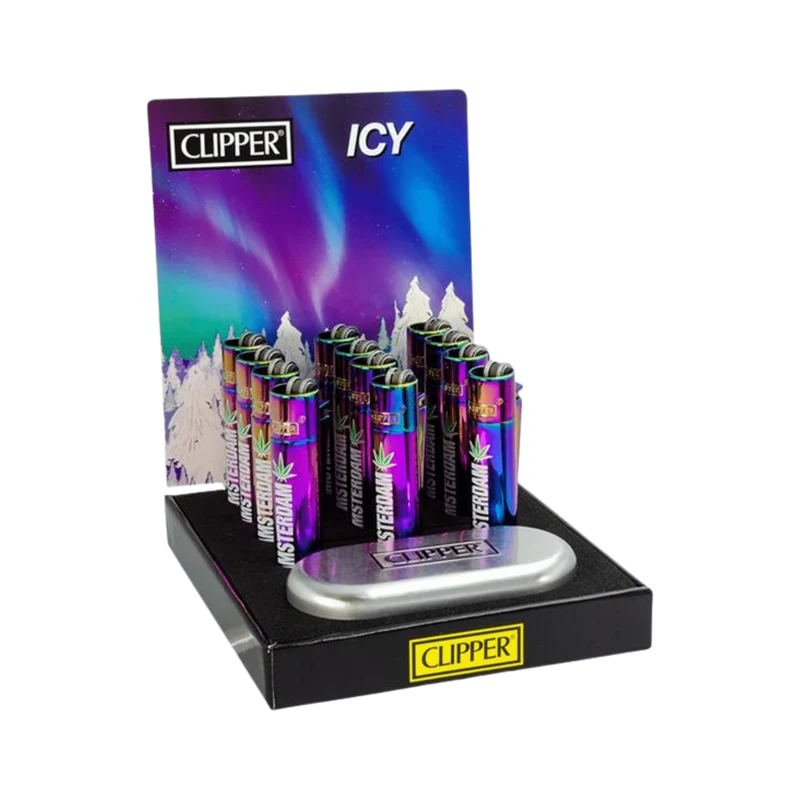Clipper Metal Feuerzeug ICY Amsterdam Leaf – 12er Display