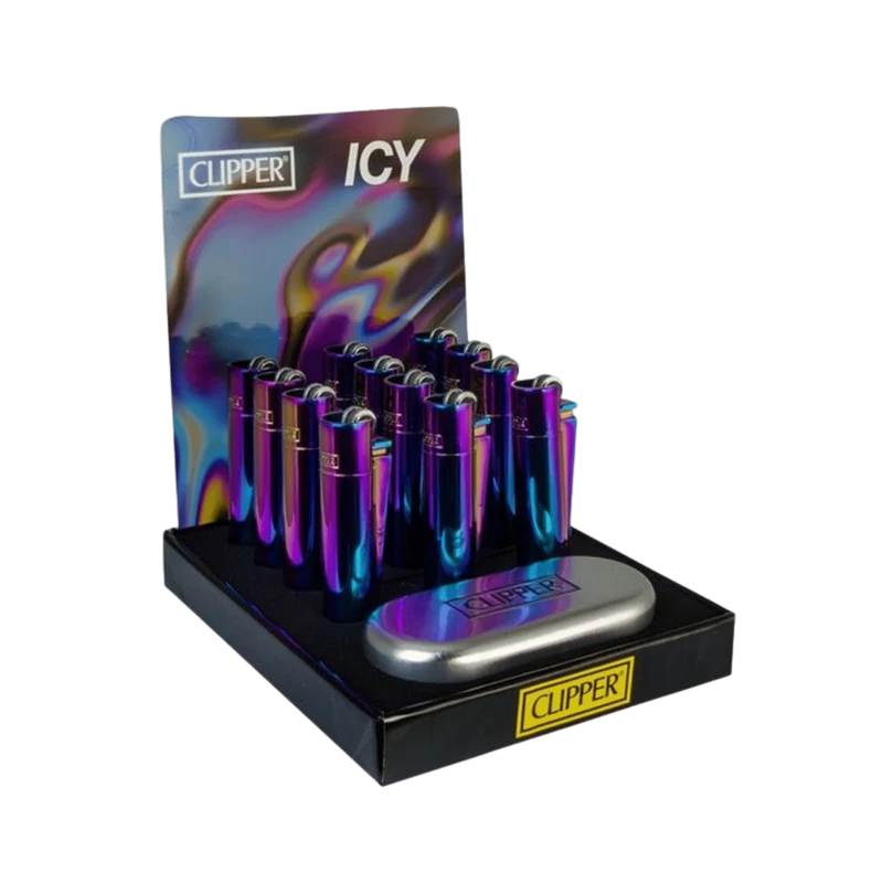 Clipper Metal Feuerzeug ICY Rainbow – 12er Display