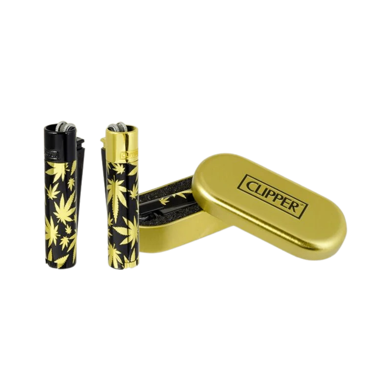 Clipper Metal Feuerzeug Leaves Gold – 12er Display