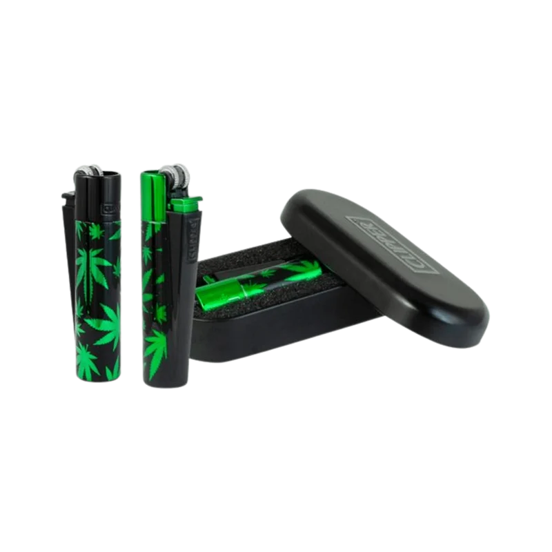 Clipper Metal Feuerzeug Leaves Green – 12er Display