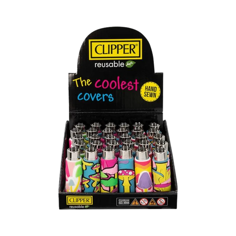 Clipper Feuerzeug Silikon Cover Magic Mushrooms – 30er Display