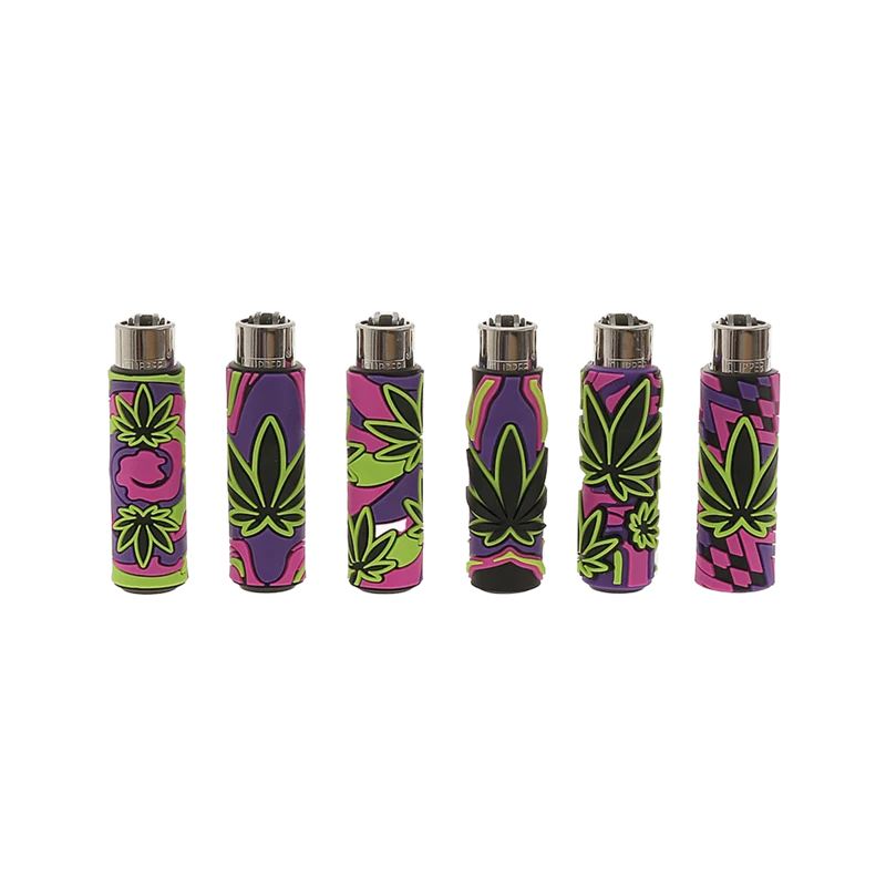 Clipper Feuerzeug Silikon Cover Neon Leaves – 30er Display