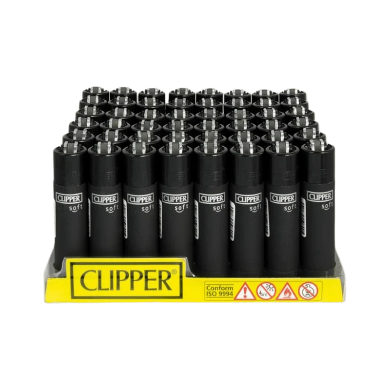 Clipper Feuerzeug Soft Black – nachfüllbar, 48er Display