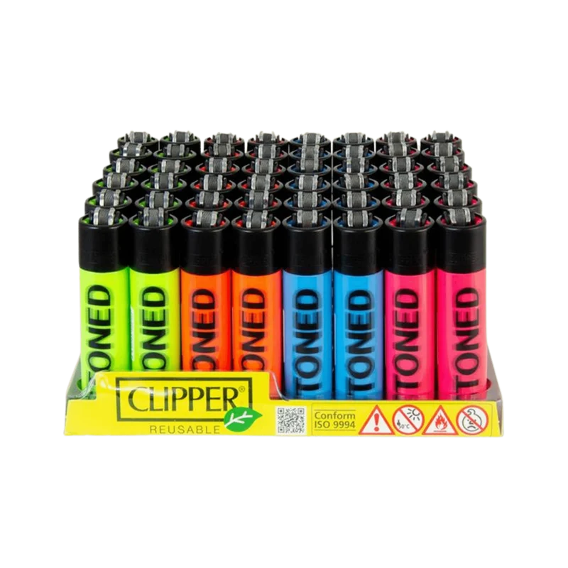 Clipper Feuerzeug STONED Blurry Fluo – nachfüllbar, 48er Display