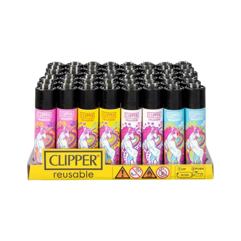 Clipper Feuerzeug Unicorns – nachfüllbar, 48er Display