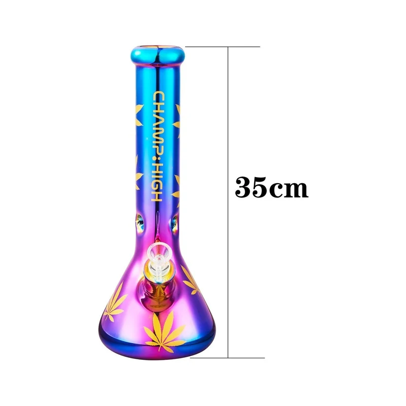 Champ High Glas Bong Rainbow Hemp Leaves 35 cm, Ø 40 mm