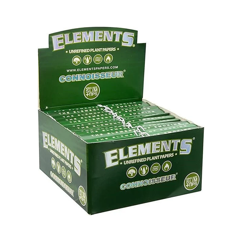 Elements Connoisseur Green King Size Slim – Papers + Tips, Box