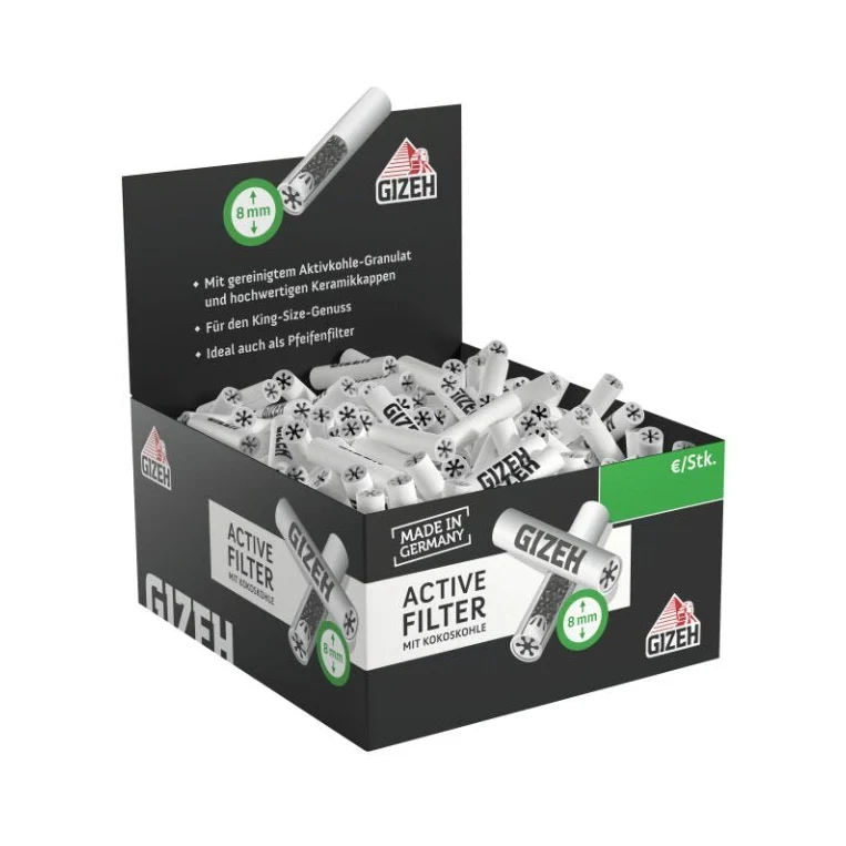 GIZEH Active Filter 8mm Black – Box 200 Stück