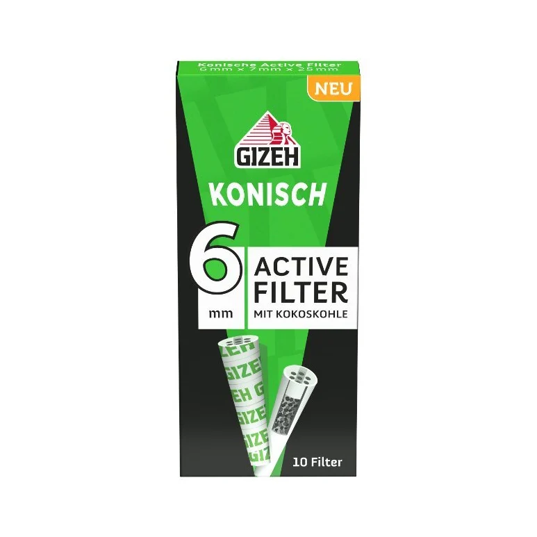 GIZEH Active Filter konisch Black – 10 Stück Pack