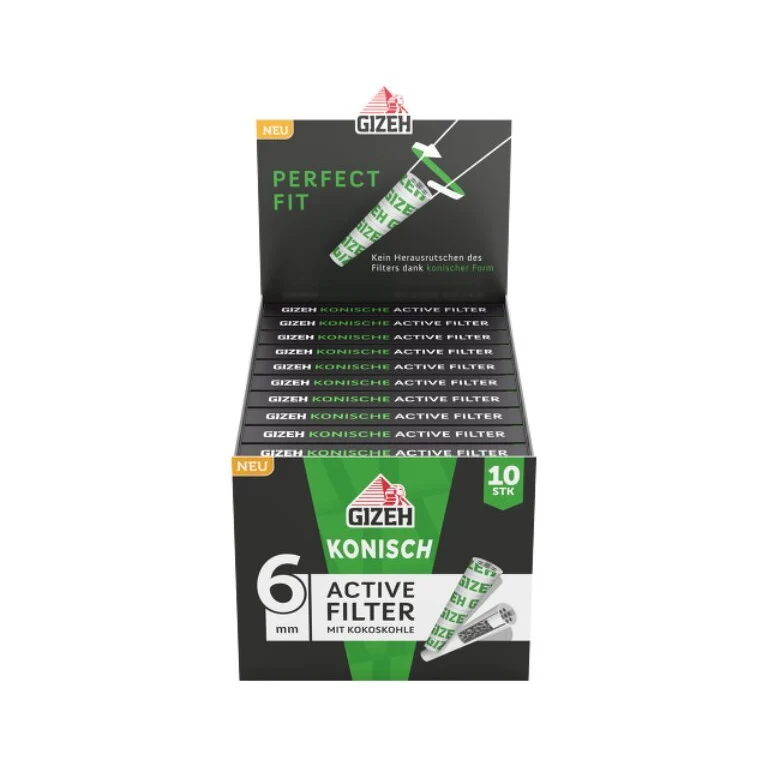GIZEH Active Filter konisch Black – 10 Stück Pack