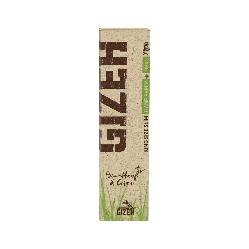 GIZEH Hanf & Gras King Size Slim Papers – 34 Blatt + 34 Tips