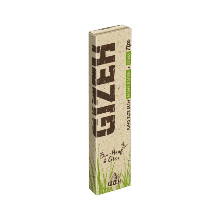 GIZEH Hanf & Gras King Size Slim Papers – 34 Blatt + 34 Tips