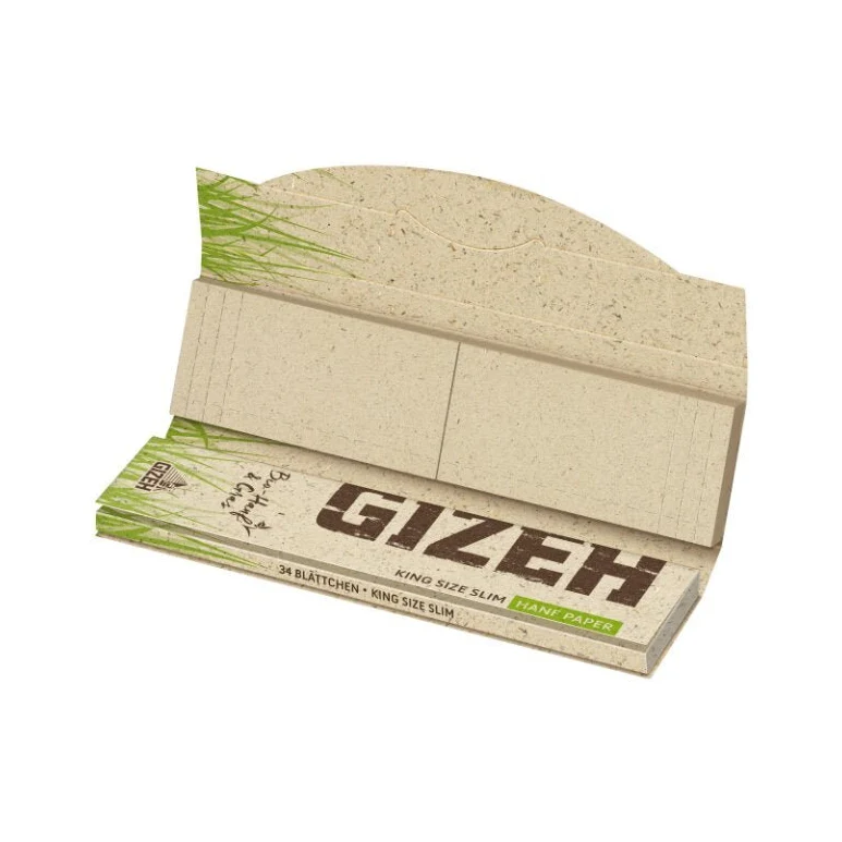 GIZEH Hanf & Gras King Size Slim Papers – 34 Blatt + 34 Tips