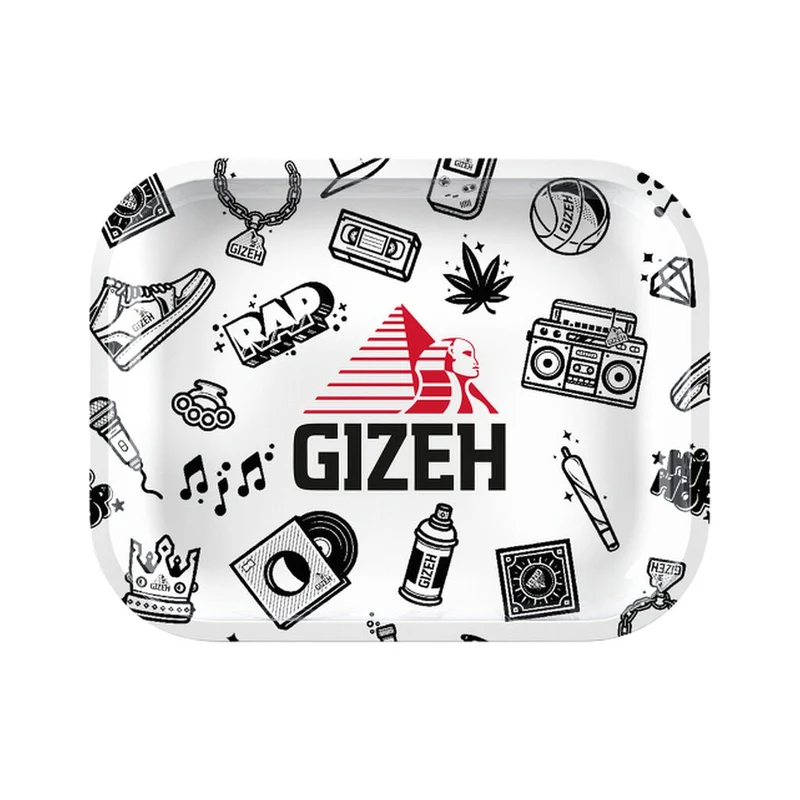 GIZEH Rolling Tray Comic white Small – 18 x 14 cm