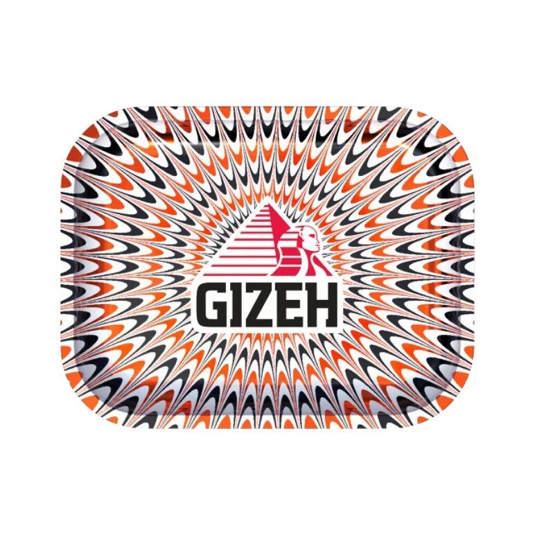 GIZEH Rolling Tray Trippy red white Small – 18 x 14 cm