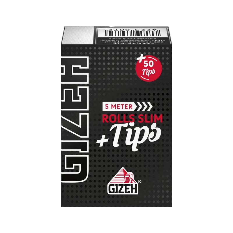 GIZEH Black Rolls Slim 5m + Tips