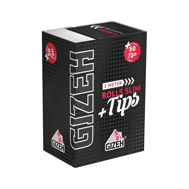 GIZEH Black Rolls Slim 5m + Tips