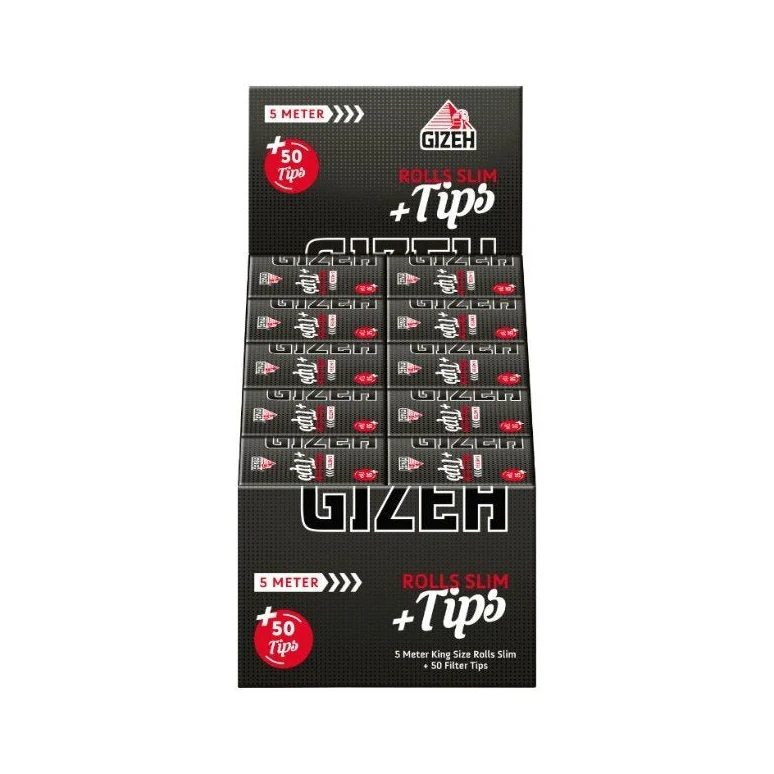 GIZEH Black Rolls Slim 5m + Tips
