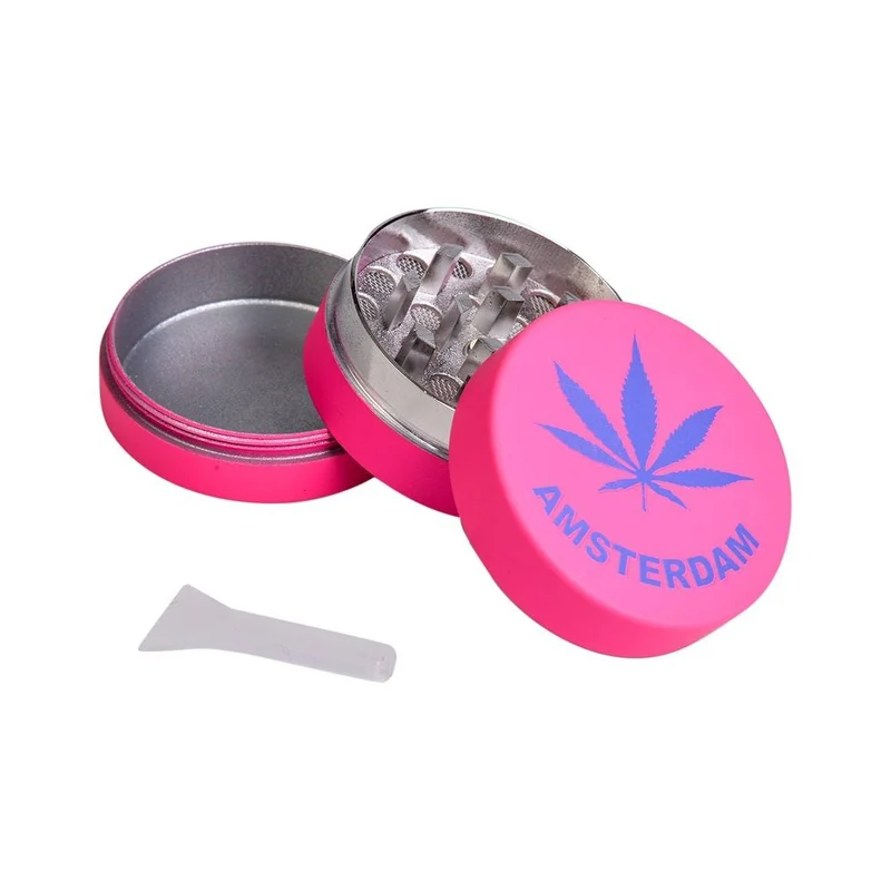 Growpoint Hemp Leaf Alu Grinder Pink – 40 mm, 3-teilig