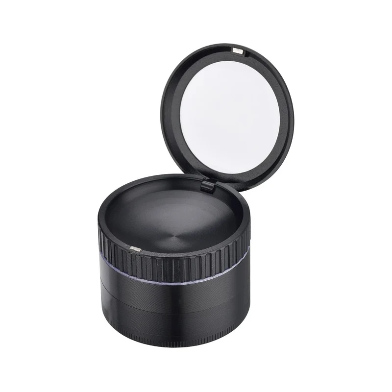 Champ High Grinder Magnifier Black mit Lupe – 50 mm, 4-teilig