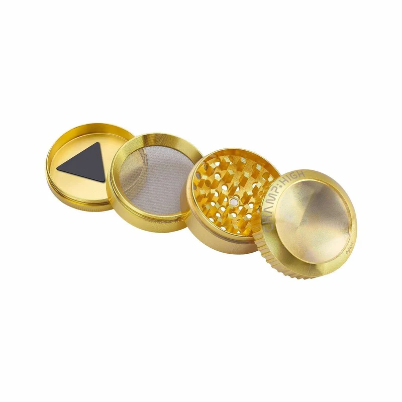 Champ High Grinder Magnifier Gold mit Lupe – 50 mm, 4-teilig