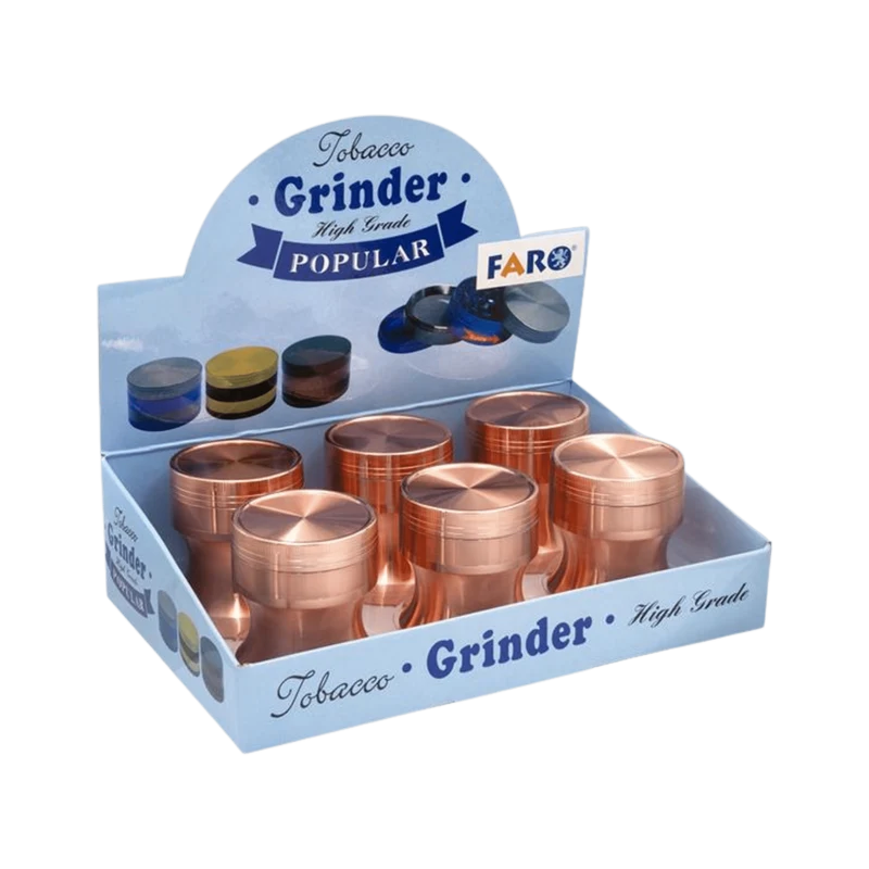 Growpoint Metallgrinder Roségold 52 mm, 4-teilig mit Sieb – Display, 6 Stück