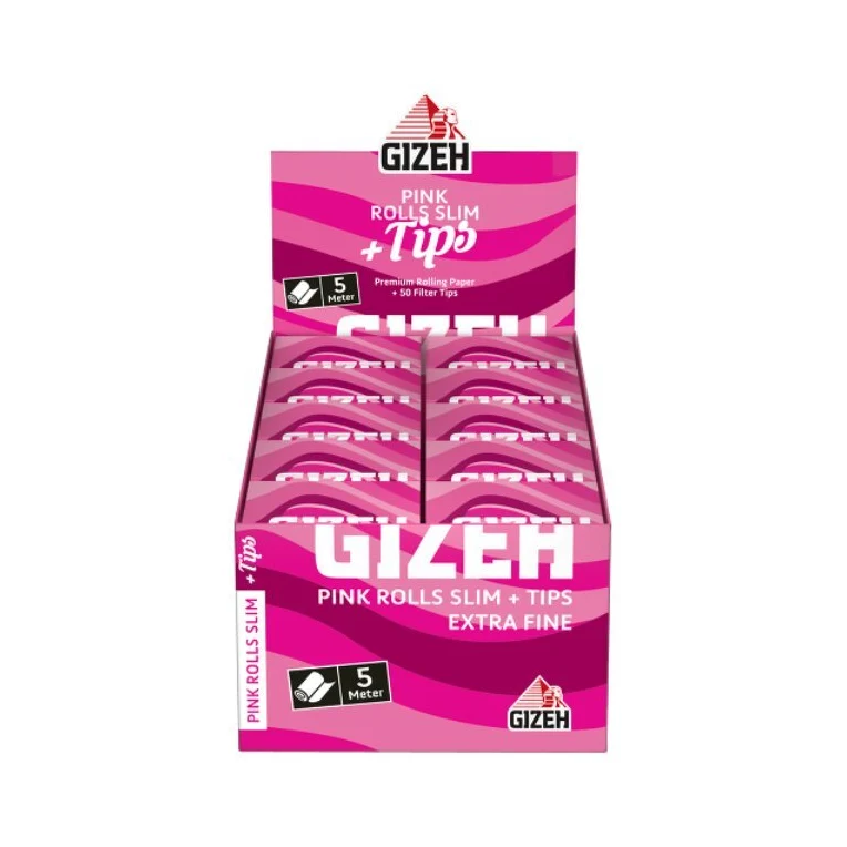 GIZEH Pink Rolls Slim 5m + Tips