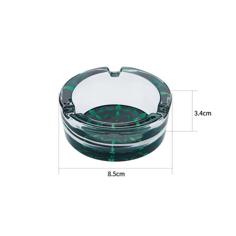 Champ Hemp Leaves Glas Aschenbecher rund – Display 6 Stück