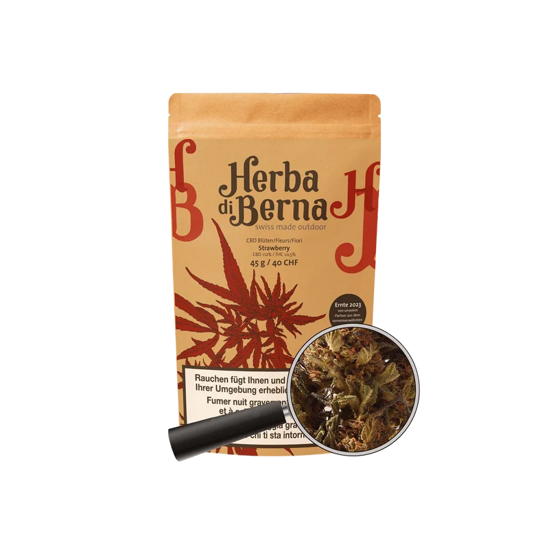 Herba di Berna Strawberry – Outdoor CBD Blüten, 45g