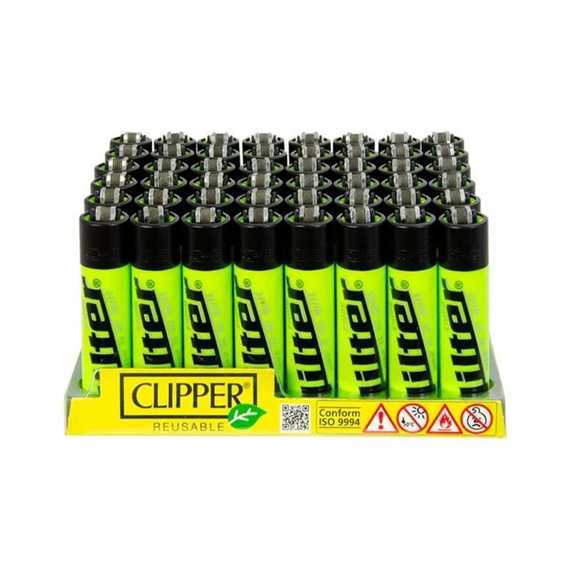 Jilter Clipper Feuerzeug Neon Green – Display, 48 Stück