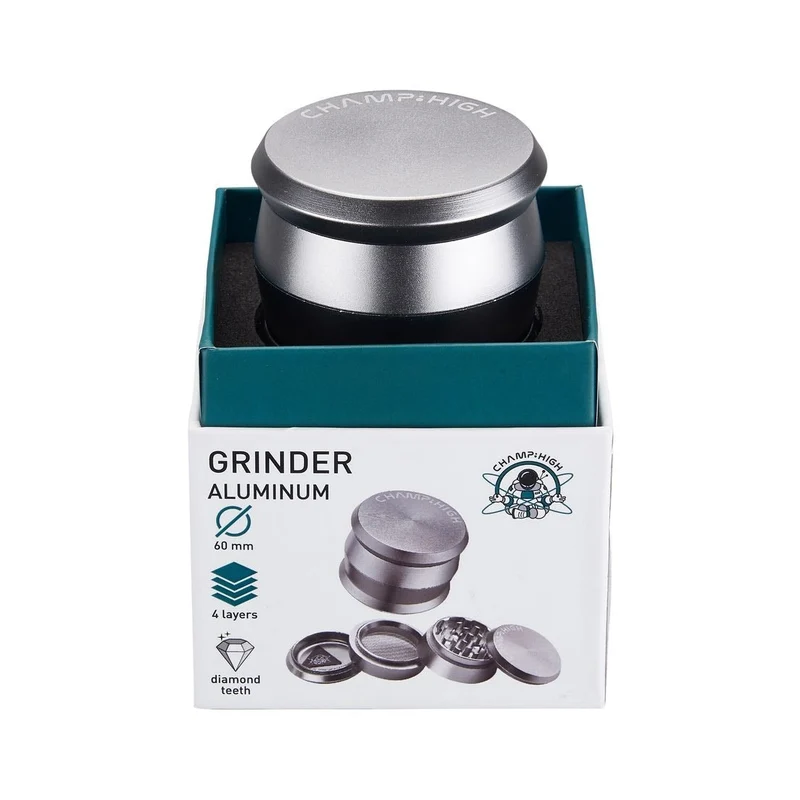 Champ High Grinder Matt Silver – Aluminium, 60mm, 4-teilig