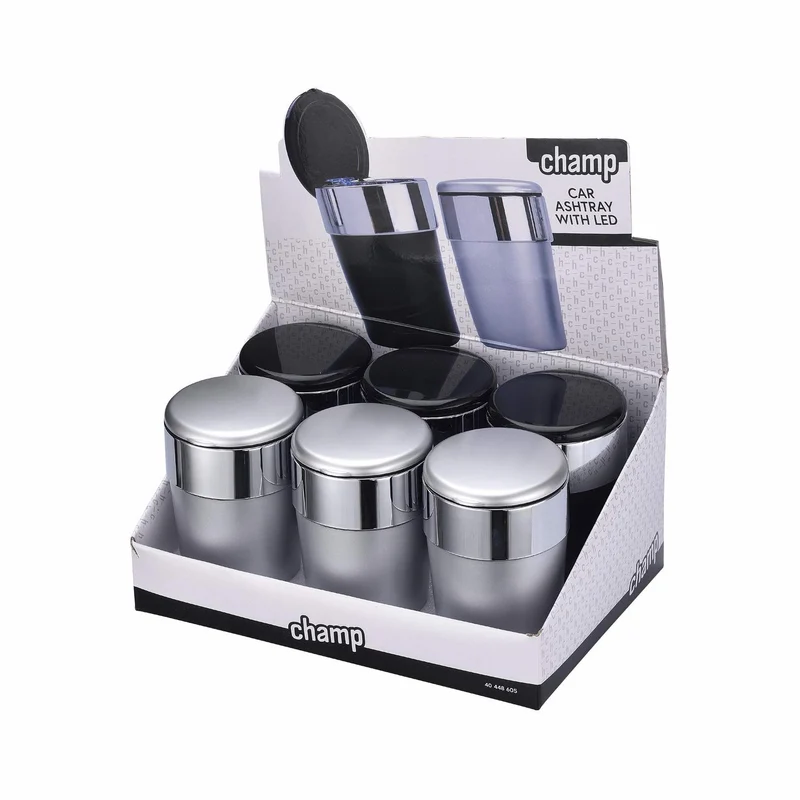 Champ Metallic Auto Aschenbecher mit LED – 6er Display
