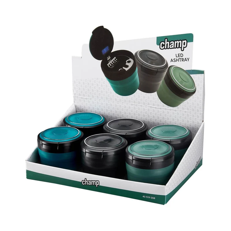 Champ Mini Auto Aschenbecher mit LED – 6er Display