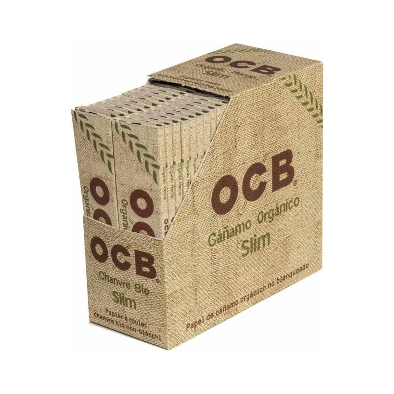 OCB Organic Hemp King Size Slim – Papers Display 50 x 32 Blatt