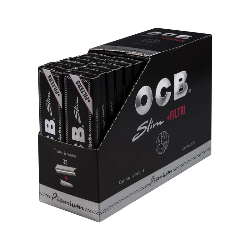 OCB Premium King Size Slim – Papers + Tips, 32 Blatt