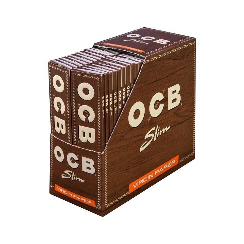 OCB Virgin Unbleached King Size Slim – Papers Display 50 x 32 Blatt