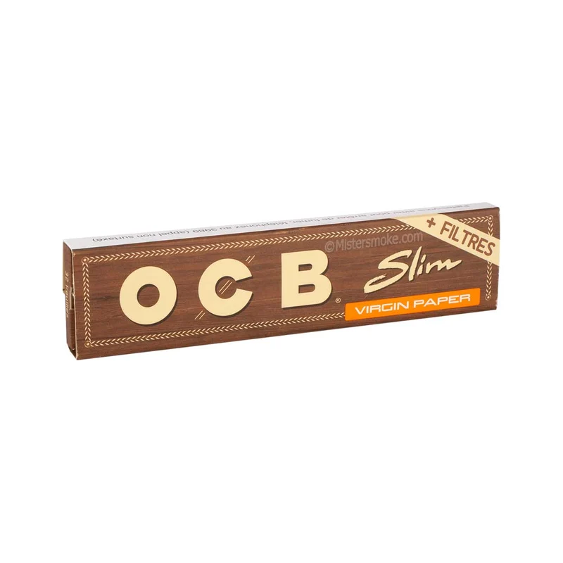 OCB Virgin Unbleached King Size Slim – Papers + Tips, 32 Blatt
