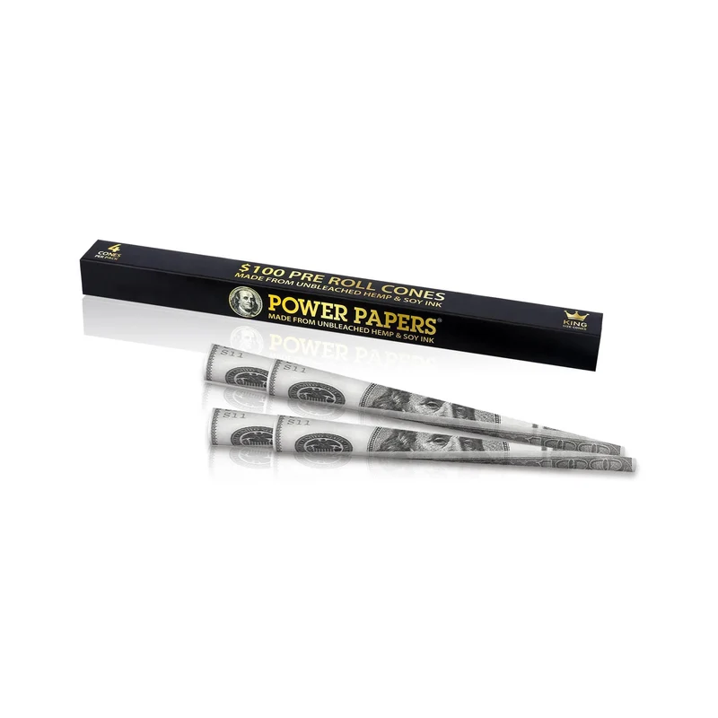 Power Papers 100 Dollar – King Size Cones, Box 24x4 Stück