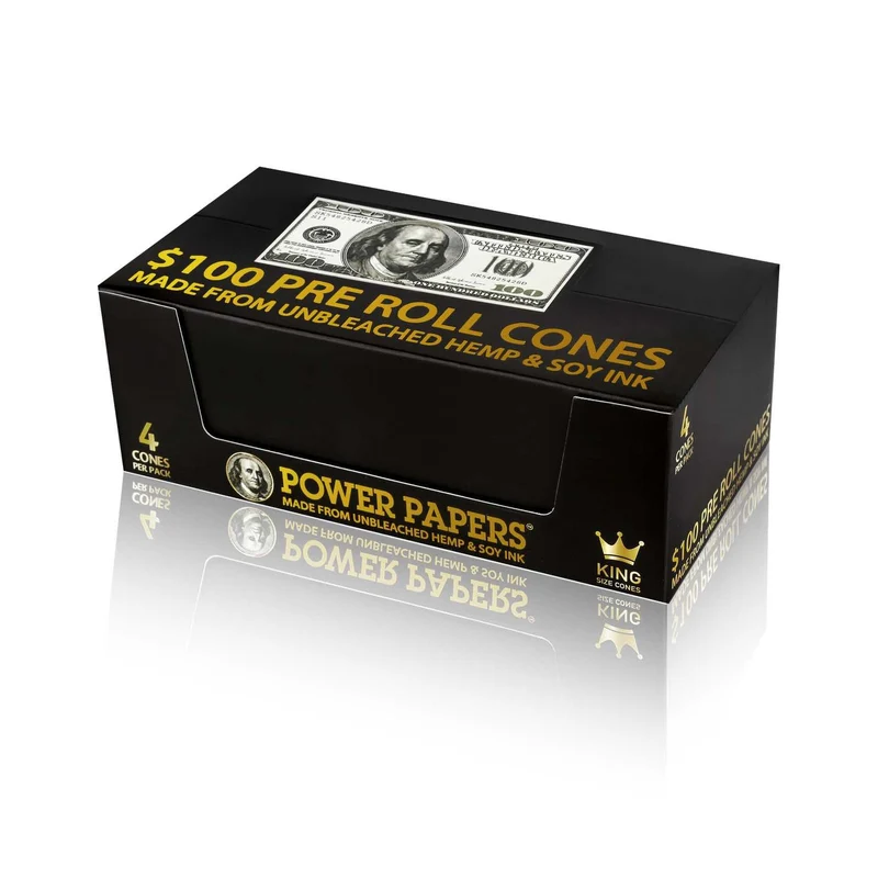Power Papers 100 Dollar – King Size Cones, Box 24x4 Stück