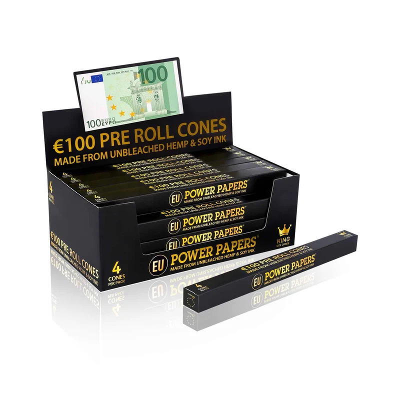 Power Papers 100 Euro – King Size Cones, Box 24x4 Stück