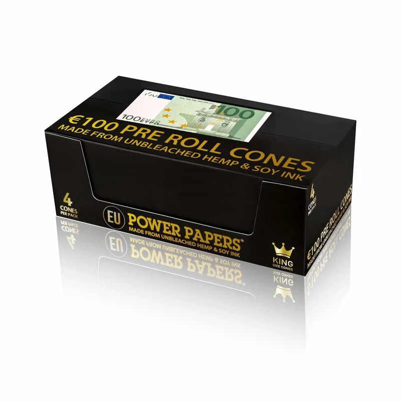 Power Papers 100 Euro – King Size Cones, Box 24x4 Stück