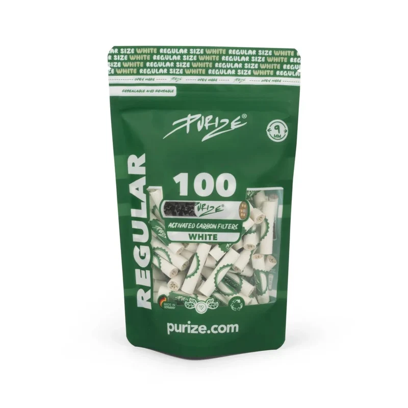 Purize Regular Size White – Aktivkohlefilter 9mm, 100 Stück
