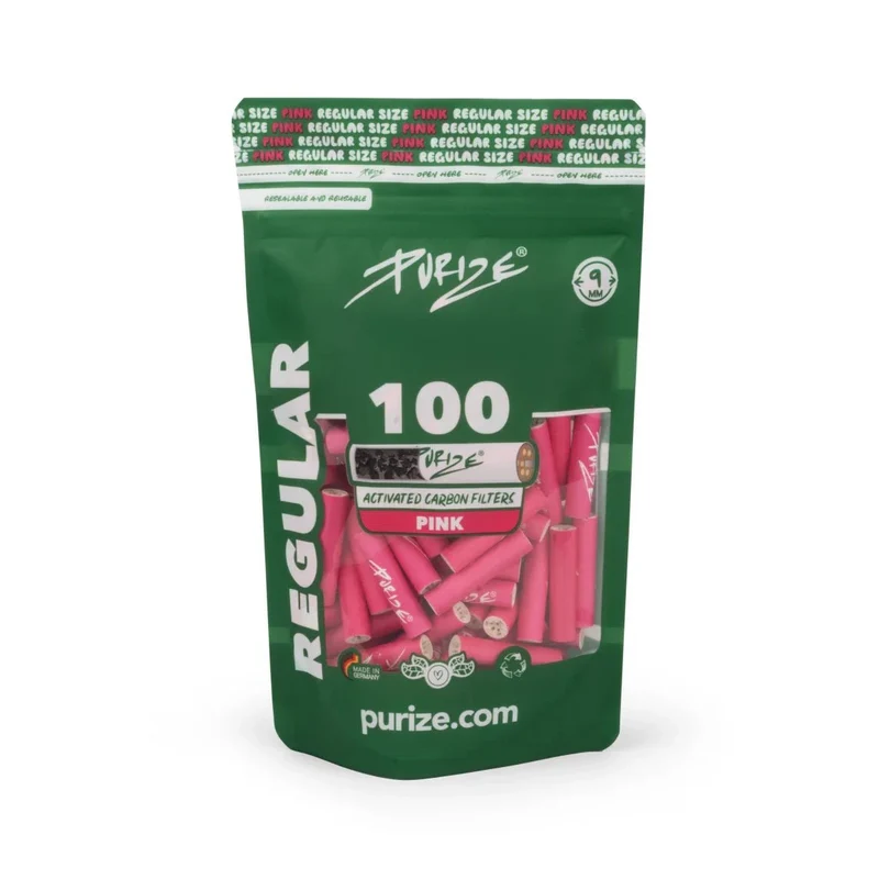 Purize Regular Size Pink – Aktivkohlefilter 9mm, 100 Stück