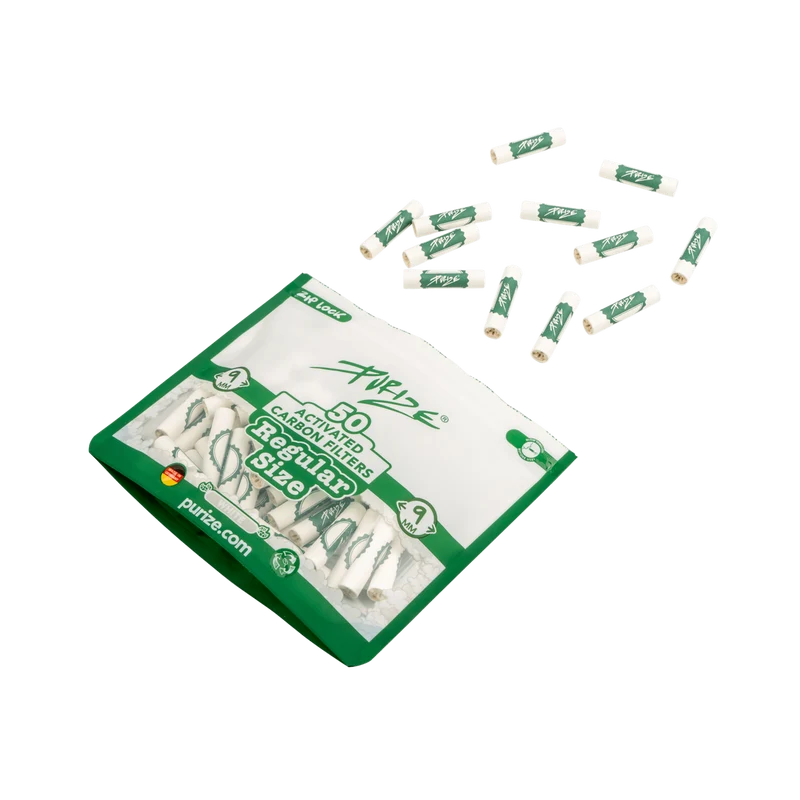 Purize Regular Size White – Aktivkohlefilter 9mm, 50 Stück