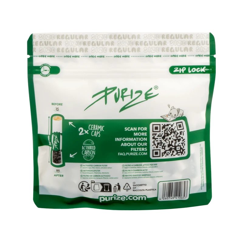 Purize Regular Size White – Aktivkohlefilter 9mm, 50 Stück