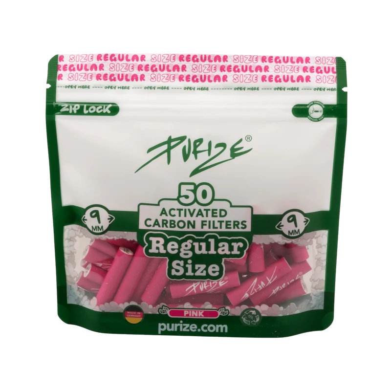 Purize Regular Size Pink – Aktivkohlefilter 9mm, 50 Stück