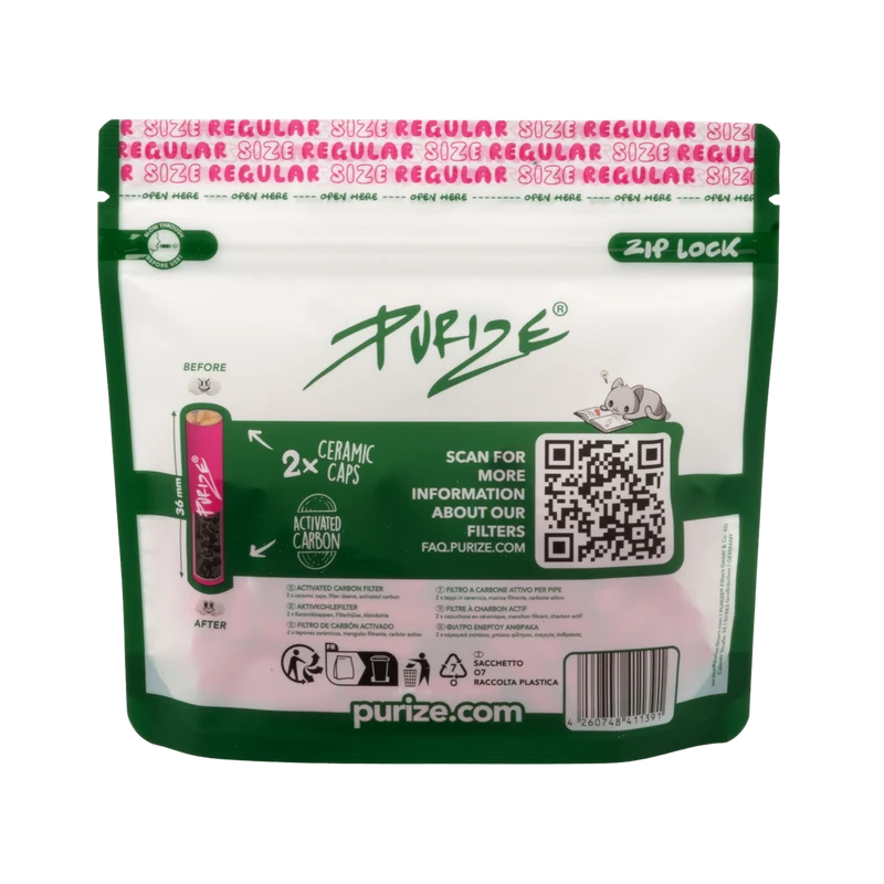 Purize Regular Size Pink – Aktivkohlefilter 9mm, 50 Stück