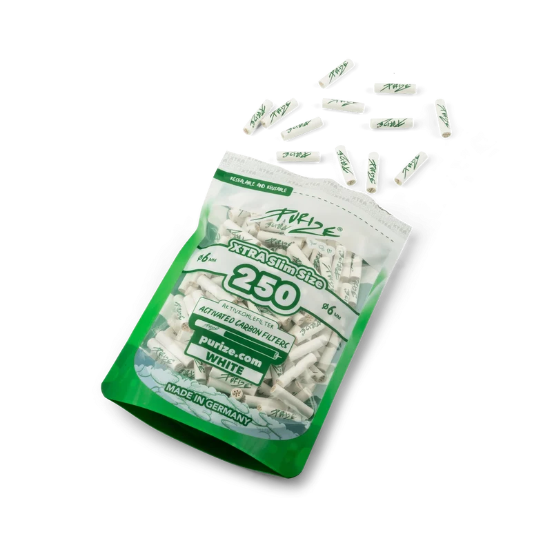 Purize Xtra Slim Size White – Aktivkohlefilter 6mm, 250 Stück