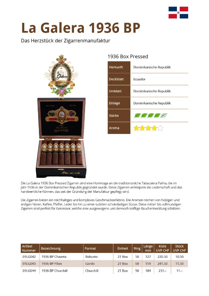 La Galera 1936 Box Pressed Pilon